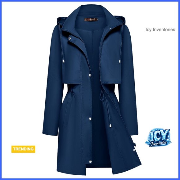 Waterproof Polyester Raincoat with Hood Lightweight Packable Windbreaker